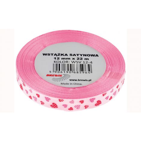 Wstążka satynowa Brewis Różowa, 12mm x 22m